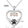 S925 Sterling Silver Cute Paw Print Heart Pendant Necklace for Dog Lover Women Paw Jewelry 18 inches