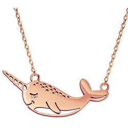 YOUCANDOIT2 Cute Narwhal Unicorn Whale of The Sea Necklace Geometric Jewelry Set for Women Girls Gift 18'' Chain
