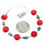 $80Tag Certified Silver Navajo Natural Turquoise Coral Native Bracelet 390772923074 Made by Loma Siiva