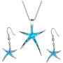 KOEDLN Starfish Necklace Earrings Jewelry Set with Blue Purple Opal Ocean Sea Animal Beach Jewelry for Women Girls