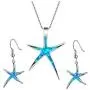 KOEDLN Starfish Necklace Earrings Jewelry Set with Blue Purple Opal Ocean Sea Animal Beach Jewelry for Women Girls KOEDLN Starfish Necklace Earrings Jewelry Set with Blue Purple Opal Ocean Sea Animal Beach Jewelry for Women Girls