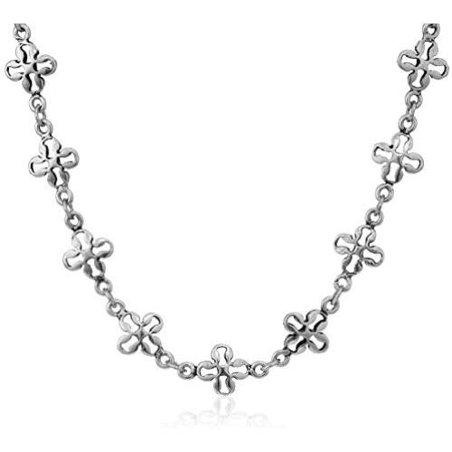 Alex and Ani Mini Floral Chain 18 in. Magnetic Necklace, RS, Rafaelian Silver (V20ENSP06RS)