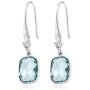Gem Stone King 925 Sterling Silver Simulated Aquamarine Dangle Earrings For Women (4.60 Cttw, 13X9MM Cushion Checkerboard Cut)