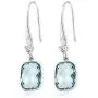 Gem Stone King 925 Sterling Silver Simulated Aquamarine Dangle Earrings For Women (4.60 Cttw, 13X9MM Cushion Checkerboard Cut)