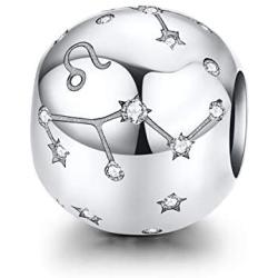 FOREVER QUEEN Zodiac Star Sign 925 Sterling Silver Bead Charm Fits Pandora Bracelets 12 Constellations Charm Compatible with Pandora Bracelet,Womens Jewellery Gift with Box