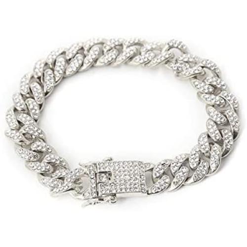 Punk Cuban Bracelet 7 inch Miami Cuban Link Bracelets Micro Pave Iced Out Bling Bangle for Women Hip Hop Rapper Jewelry