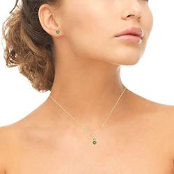 GemStar USA Yellow Gold Flashed Sterling Silver Solitaire Necklace & Stud Earrings Set Made with Swarovski Crystals