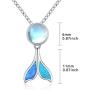 TRISHULA Mermaid Tail Necklace for Women,925 Sterling Silver Whale Tail Moonstone Pendant Cute Animal Jewelry Gift for Women Girl Mom Daughter