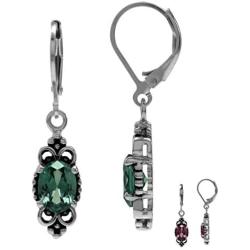 Silvershake 8x6mm Oval Shape 925 Sterling Silver Bali Balinese Style Leverback Dangle Earrings…