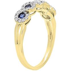 Dazzlingrock Collection 10K Round White Diamond & Gemstone Bridal Stackable Wedding Band Swirl Ring, Yellow Gold