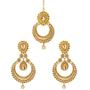 Bindhani Womens Indian Bollywood Style Jewellery Hair Accessories Maang Tika Headpiece Bridal Bridesmaid Wedding Traditional Bahubali Gold Plated Chandbali Kundan Earrings Mang Tikka Jewelry