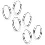 Silverline Jewelry 925 Sterling Silver 3 Pairs 10mm Small Endless Round Huggie Sleeper Hoop Earrings Cartilage/Nose/Lips