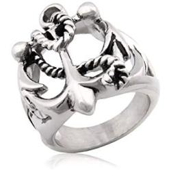 Gungneer USN Anchor Ring for Men Army Symbol Stainless Steel Nautical Lucky Charm Navy Jewelry Accessory Gift