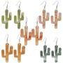5 pairs Premium Plant leather dangle Earrings Cute colorful Lucky cactus Drop Earringfor Girl Women