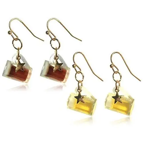 DAMLENG Cute Unique Beer Cup Bottle Dangle Drop Earrings With Star for Women Girls Statement Jewelry DAMLENG Cute Unique Beer Cup Bottle Dangle Drop Earrings With Star for Women Girls Statement Jewelry