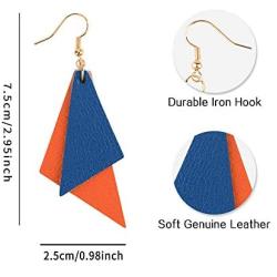 Jagucho Genuine Leather Earrings Drop Dangle for Women Teen Girls, Gifts for Women