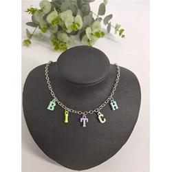 Pingyongchang Rainbow Letter Choker Pendant Necklace Angel Colorful Daddy Random Color Unique Style Indie Aesthetic Choker