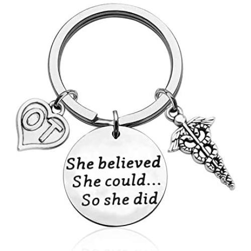 ENSIANTH Occupational Therapist Gift Therapy Jewelry She Believed She Could So She Did Keychain Graduation Gift for OT