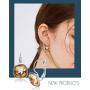 ORAZIO 4 Pairs CZ Leverback Dangle Hoop Earrings for Women Gold Plated Round Square Crystal Dangle Huggies Earrings Cute Drop Earrings Jewelry Set