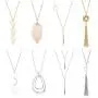 FUNRUN JEWELRY 8PCS Long Pendant Necklace Bar Pearl Knot Tassel Necklace Double Circle Arrow Leaf Y Necklace Set FUNRUN JEWELRY 8PCS Long Pendant Necklace Bar Pearl Knot Tassel Necklace Double Circle Arrow Leaf Y Necklace Set