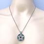 Wicca Jewelry Celtic Pentagram Pentacle Star Green-Black Crystal Gem Wiccan Pagan Witch Magic Healing Protection Amulet Pewter Mens Womens Pendant Necklace Charm for Men Women Silver Ball Chain
