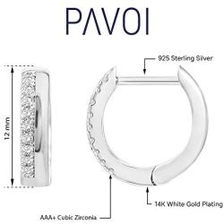 PAVOI 14K Gold Plated Sterling Silver Cubic Zirconia Huggie Hoop Earrings for Women