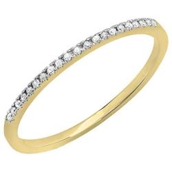 Dazzlingrock Collection 0.08 Carat (ctw) Round White Diamond Ladies Dainty Anniversary Wedding Band Stackable Ring, 14K Gold