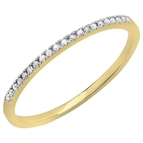 Dazzlingrock Collection 0.08 Carat (ctw) Round White Diamond Ladies Dainty Anniversary Wedding Band Stackable Ring, 14K Gold