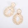 BaubleStar Raffia Tassel Hoop Drop Earrings Handmade Fashion Statement Jewelry for Women Girls