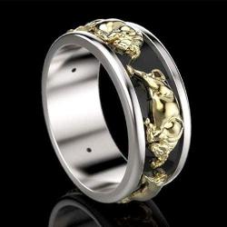 Taurus Bull Ring for Men, Norse Viking Bull Head Ring, Gold Bull Totem Ring, Vintage Bull Tribal Biker Ring, Taurus Constellation Amulet Ring, Punk Animal Jewelry Gift for Men Boys