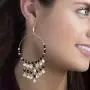 Steve Madden Yellow Gold Tone And Black Beaded Front Hoop Dangle Earrings For Women, one size (SME517555GD)