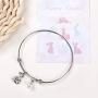 Adult Easter Gifts Bunny Costume Jewelry Idea Rabbit Holding Easter Egg Bangle Easter Jewelry for Women Bracelet Stainless Steel Silver