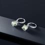 Gem Stone King 925 Sterling Silver Green Prasiolite and White Diamond Lever Back Earrings, 2.81 Cttw, Center Stone 7MM