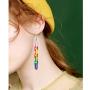 DAMLENG Funny Lightweight Resin Rainbow Chain Dangle Drop Earrings Fashion Unique Acrylic Cool Weird Transparent Color Earrings for Women Girls