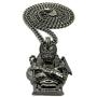 Shiny Jewelers USA Mens Egyptian Anubis Hematite GOD Pendant Cuban Box Chain Necklace