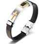 Starlight Cross Religious Bracelets for Men，Stainless Steel and Silicone Leather Mens Cuff Bangle for Teen Boys and Man (Brown 18.5)