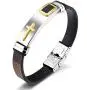 Starlight Cross Religious Bracelets for Men，Stainless Steel and Silicone Leather Mens Cuff Bangle for Teen Boys and Man (Brown 18.5)