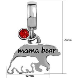 JMQJewelry Mama Bear Mom Mothers Day Love Child Kids Birthday Birthstone Jan-Dec Charms for Bracelets Women Jewelry