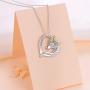 Unicorn Necklace Sterling Silver Forever Love Unicorn in Heart Pendant Necklace for Women Girlfriend Daughter Gift
