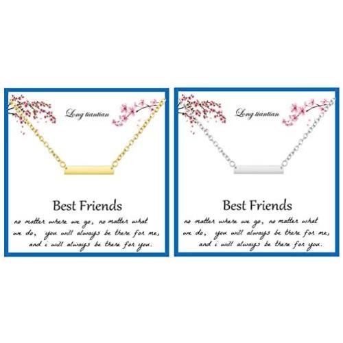 Best Friend Necklaces for 2 Dainty Bar Neckalce Elephant Love Knot Mountain Lock Necklace Jewelry Gifts for Women