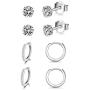 MASOP Sterling Silver Small Hoop Earrings, Hypoallergenic Cartilage Earrings Hoop Cubic Zirconia Cuff Earrings CZ Stud Earrings Piercing Sleeper Earrings for Women Girls Men 8mm 10mm 12mm