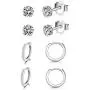 MASOP Sterling Silver Small Hoop Earrings, Hypoallergenic Cartilage Earrings Hoop Cubic Zirconia Cuff Earrings CZ Stud Earrings Piercing Sleeper Earrings for Women Girls Men 8mm 10mm 12mm