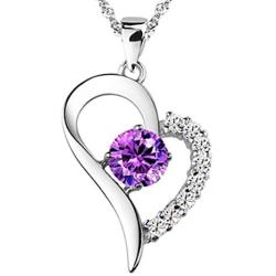 You Are the Only One in My Heart [Purple] Sterling Silver Pendant Necklace