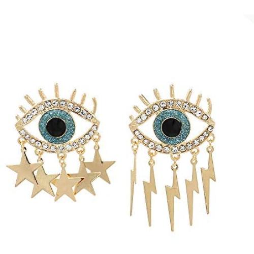 EORUBE Devil Eye Earrings for Women Fashion Dangle Rhinestone Earrings Evil Eye Sparkling Boho Dangle Drop Earrings