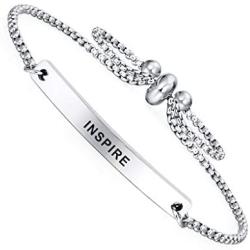 SOUSYOKYOSAM Dainty Cuff Bracelet - Inspire - Teenager Inspirational Jewelry with Positive Mantra Saying
