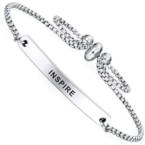 SOUSYOKYOSAM Dainty Cuff Bracelet - Inspire - Teenager Inspirational Jewelry with Positive Mantra Saying SOUSYOKYOSAM Dainty Cuff Bracelet - Inspire - Teenager Inspirational Jewelry with Positive Mantra Saying
