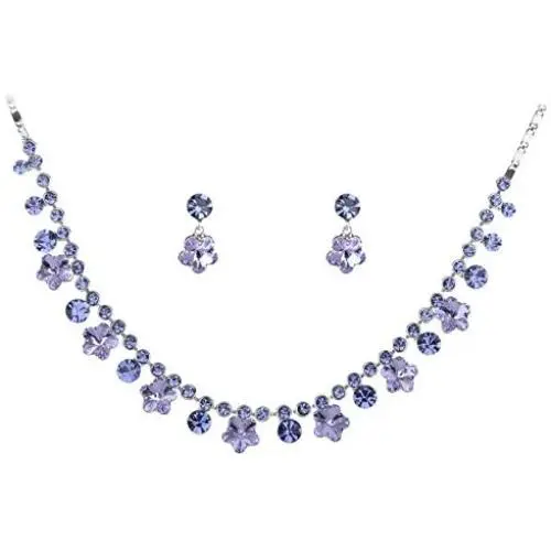 Alilang Womens Swarovski Crystal Purple Hibiscus Flower Drop Earring Necklace Statement Jewelry Set Alilang Womens Swarovski Crystal Purple Hibiscus Flower Drop Earring Necklace Statement Jewelry Set