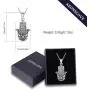 Sterling Silver Hamsa Necklace for Women AEONSLOVE Vintage Hamsa Hand of Fatima Evil Eye Necklace Pendant Good Luck Success Amulet Lotus Charm Jewelry Gifts for Womens Girls Wife