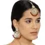 Aheli Exquisite Design Faux Kundan Beaded Earrings Maang Tikka Set Ethnic Indian Jewelry for Women Aheli Exquisite Design Faux Kundan Beaded Earrings Maang Tikka Set Ethnic Indian Jewelry for Women