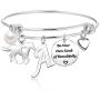 EXGOX Initial Charm Bracelets Horse Gifts for Women Girls,Engraved A-Z Letters Initial Charm Bracelet Horse Jewelry Horse Gifts for Best Friend Kids Teens Lovers Women Girls